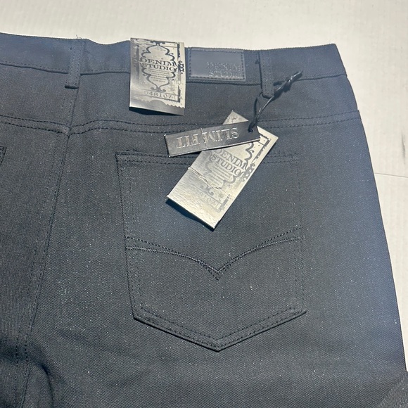 NWT Denim Studio dressy slim fit black pants with a slight shimmer 46/32 pockets - Picture 9 of 12